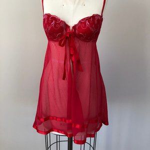 Medium Baby doll netted red  sexy. .
